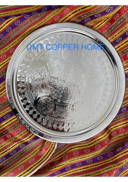 34CM Krom Nikel Kaplama Otantik Görünümlü Servis Tepsisi