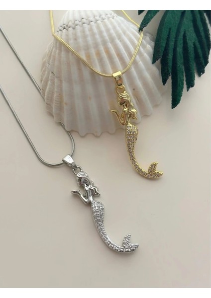 Denizkızı Figürlü Gümüş Renk Çelik Kolye modelleri