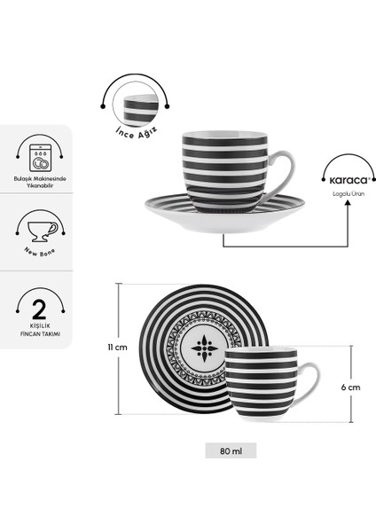Yaren 2 Kişilik Kahve Fincanı, 80 Ml, Şık ve Kullanışlı Kahve Seteği fiyatları