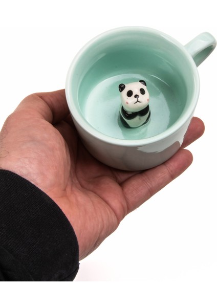 Sevimli Panda Figürlü Porselen Kupa 230 Ml, Mint Renk, Kahve ve Çay Için Ideal fiyatları
