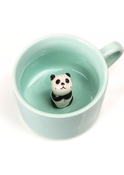 Sevimli Panda Figürlü Porselen Kupa 230 Ml, Mint Renk, Kahve ve Çay Için Ideal modelleri