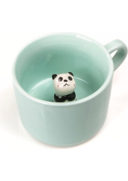 Sevimli Panda Figürlü Porselen Kupa 230 Ml, Mint Renk, Kahve ve Çay Için Ideal fırsatları
