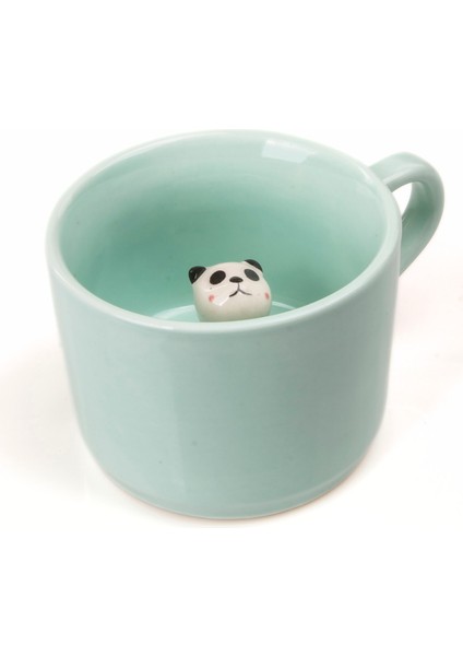 Sevimli Panda Figürlü Porselen Kupa 230 Ml, Mint Renk, Kahve ve Çay Için Ideal indirimleri