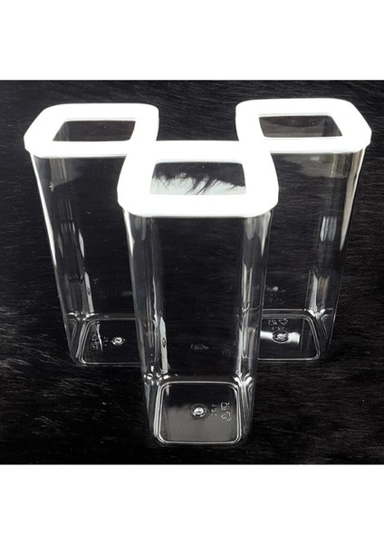 Vakumlu Kristal Mika Saklama Kabı 3'lü, Beyaz, 1700 Ml, Şık ve Pratik Kullanım.