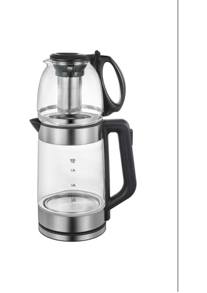 Cam Demlik ve Kettle Seti, Siyah, Dayanıklı ve Şık Tasarım