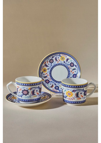 Iki Kişilik 80 ml Ihlamur Temalı Kahve Fincanı Takımı, Şık ve Kullanışlı Tasarım