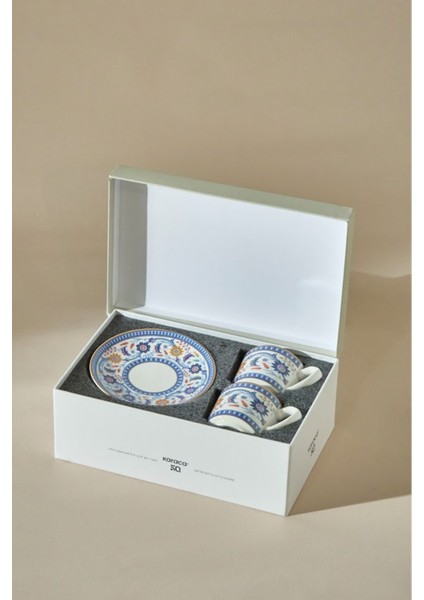 Iki Kişilik 80 ml Ihlamur Temalı Kahve Fincanı Takımı, Şık ve Kullanışlı Tasarım