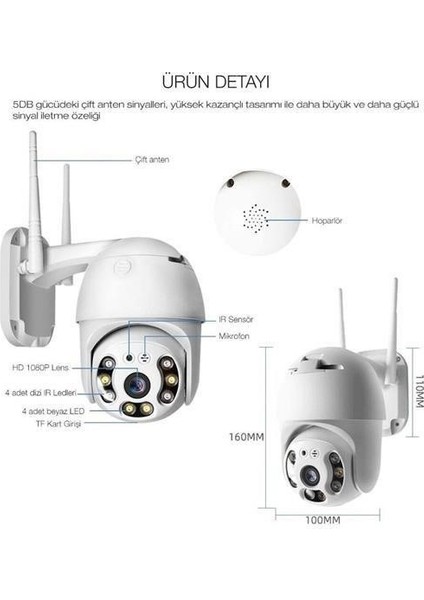 Buffer® 20 Mp Hd Lens Iç Dış Mekan Suya Danıklı Ip Wifi Network Güvenlik Kamerası Wifi Kamera