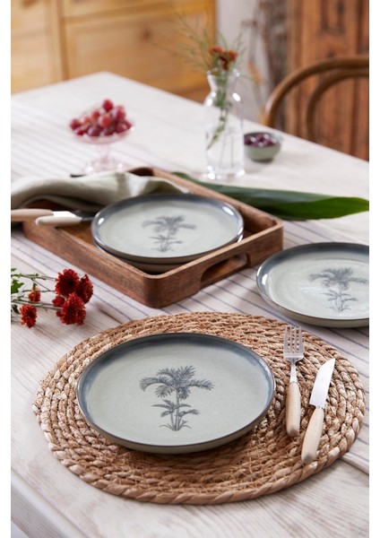 Lacivert 4'lü 21 cm Şık Pasta Tabağı Seti, Zarif ve Kullanışlı Tasarım.