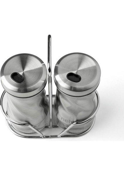Gri Renkli 2'li Standlı Baharatlık Seti, Şık ve Kullanışlı Mutfak Aksesuarı