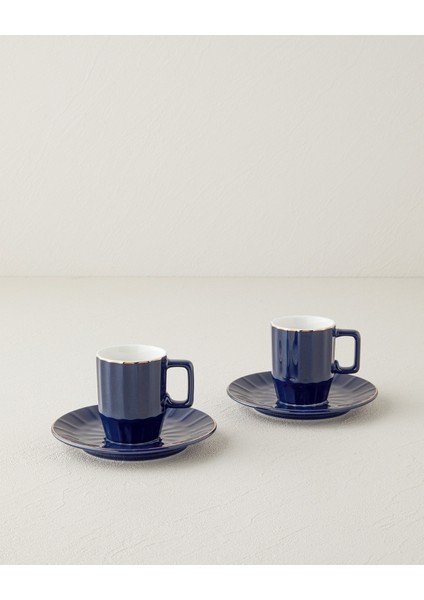 4'lü 2 Kişilik Bone China Kahve Fincan Takımı, 80 Ml, Lacivert
