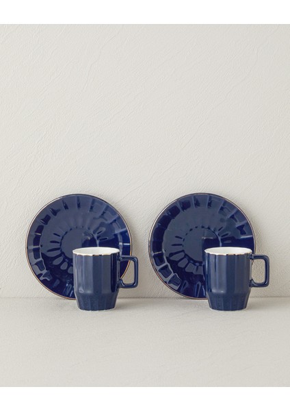 4'lü 2 Kişilik Bone China Kahve Fincan Takımı, 80 Ml, Lacivert fiyatları