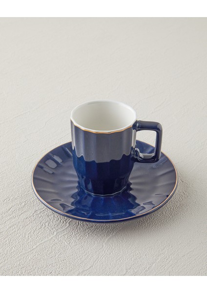 4'lü 2 Kişilik Bone China Kahve Fincan Takımı, 80 Ml, Lacivert modelleri