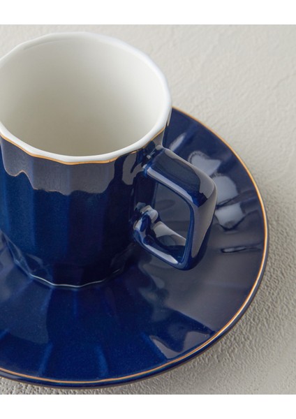 4'lü 2 Kişilik Bone China Kahve Fincan Takımı, 80 Ml, Lacivert fırsatları