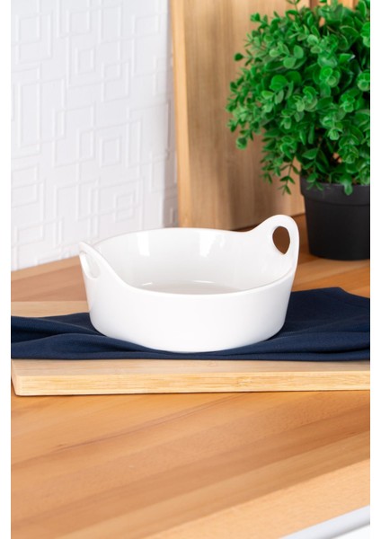 Beyaz Oval Kulplu Kase, 21 Cm, Şık ve Kullanışlı Ev Dekorasyonu Seçeneği