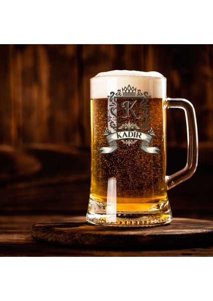 Kişiye Özel Renkli Tasarımlı Kulplu Bira Bardağı