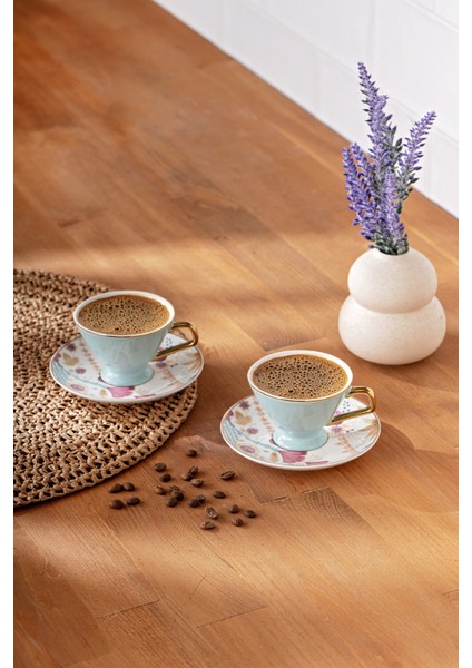 Renkli 2 Kişilik Seramik Kahve Fincan Takımı, 80 Ml, Şık ve Dayanıklı Tasarım