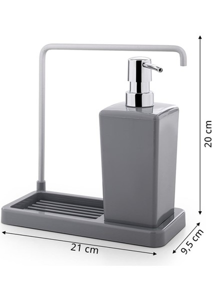 Bej Renk Kaymaz Tabanlı Bez Askılı Mutfak Sabunluk ve Süngerlik Seti