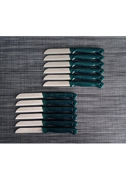 12'li Simli Yeşil Meyve Bıçak Takımı, Şık ve Renkli Tasarım