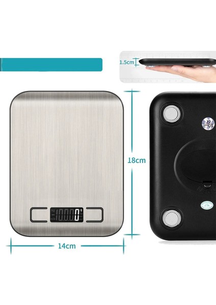 Gri Dijital Mutfak Tartısı 5 kg Hassas Elektronik Yiyecek ve Diyet Hazırlama Kantarı fırsatları