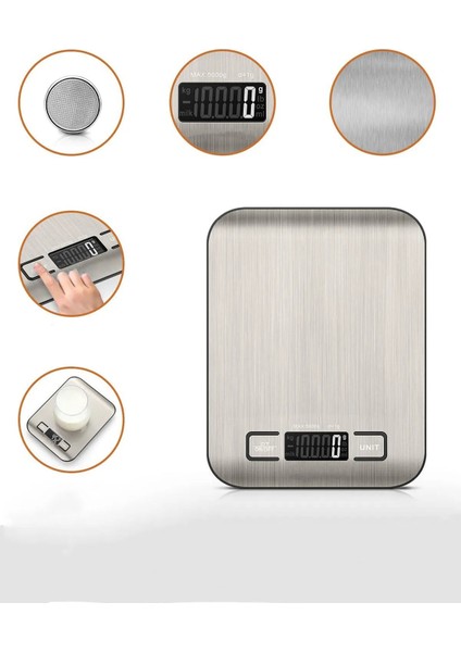 Gri Dijital Mutfak Tartısı 5 kg Hassas Elektronik Yiyecek ve Diyet Hazırlama Kantarı indirimleri