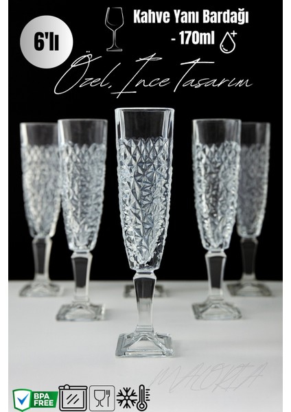 Şık 6’lı 155ML Ayaklı Su Bardağı Seti, Bej Renkli, Zarif Tasarım fiyatları