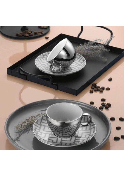 Gri Zeugma 4'lü Kahve Fincanı Takımı, Şık ve Modern Tasarım