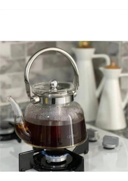 Ateşe Dayanıklı Borosilikat Cam Demlik 800ML, Şık ve Sağlam Çay ve Kahve Demleme