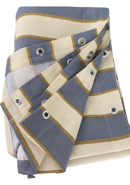 Balkon Perdesi Kuş Gözü Ölçü Seçenekli Gri Krem Çizgili fırsatları