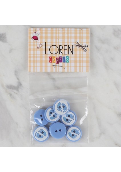 Loren Crafts Mavi 8 Li Ayak Izi Düğme - 441