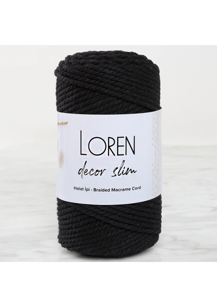 Loren Decor Slim 3 Büküm Makrome Ipi Siyah - L006