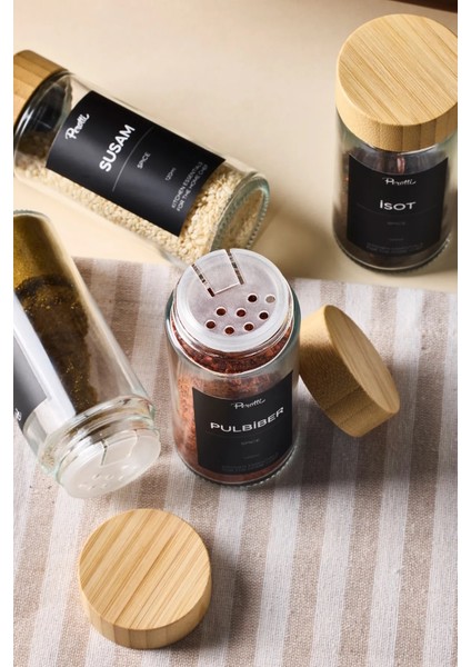 Ahşap Kapaklı Baharatlık Seti 12'li 120ML + 30 Etiketli, Şık ve Kullanışlı Tasarım modelleri