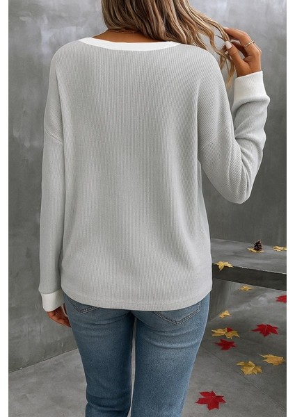 Kadın Uzun Kollu V Yakalı Waffle Bluz fiyatları