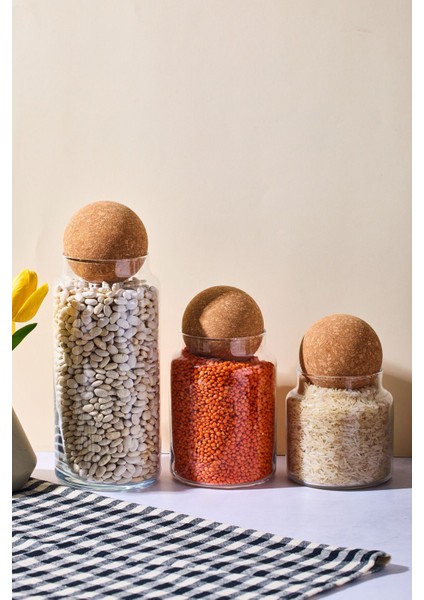 3'lü Top Mantar Kapaklı Cam Kavanoz ve Baharat Seti, Şık ve Kullanışlı. indirimleri