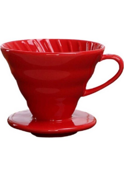 Kırmızı Seramik Kahve Demleme Dripper V60 02, Şık ve Kullanışlı Kahve Demleme Aksesuarı