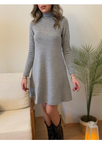 Kadın Uzun Kollu Balıkçı Yaka Salaş Kusa Akrilik Elbise indirimleri