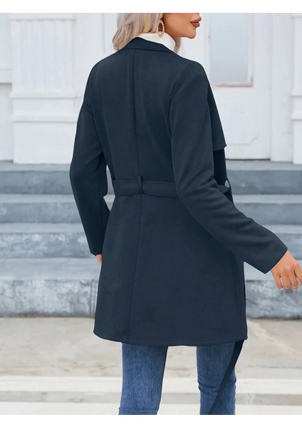 Eyesof Kadın Uzun Kollu Boyundan Düğmeli Fermuarlı Beli Kuşaklı Süet Ceket indirimleri
