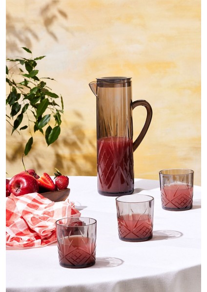 Şık 5'li Akrilik Sürahi Seti, Antrasit, 1,5 Lt, Dayanıklı ve Modern Tasarım