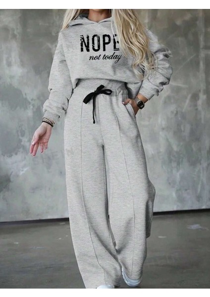 Eyesof Kadın Uzun Kollu Nope Baskılı Beli Ribanalı Ikili Takım