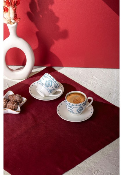 Şık 2 Kişilik Mavi Seramik Kahve Fincan Takımı, 90 Ml, Zarif Tasarım modelleri