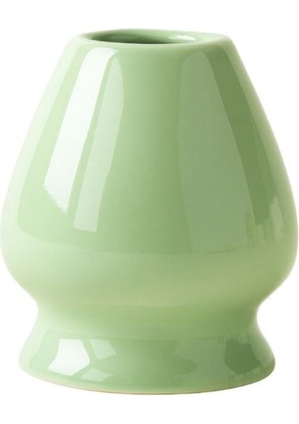 Yeşil Seramik Matcha Çayı Fırçası ve Tutucu, Doğal Bambu Tasarımı, Köpürtücü Set
