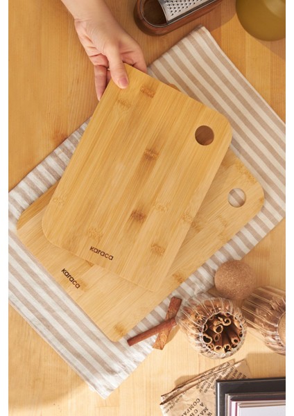 Iki Parçalı Bambu Kesme Tahtası, 28-33 Cm, Kahverengi, Şık ve Dayanıklı Tasarım fiyatları