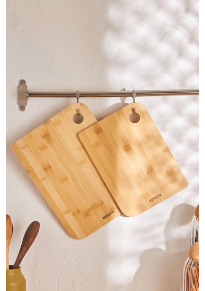 Iki Parçalı Bambu Kesme Tahtası, 28-33 Cm, Kahverengi, Şık ve Dayanıklı Tasarım modelleri