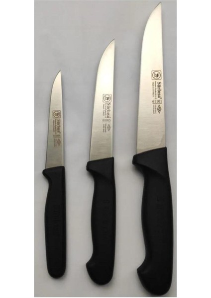 3 Parça Siyah Mutfak Bıçak Seti, Şık ve Kullanışlı, Dayanıklı ve Hızlı Kesim