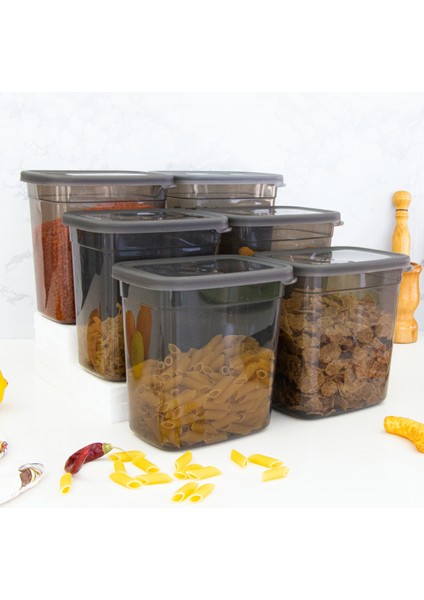 6'lı Gri Saklama Kabı Seti, Pratik ve Şık Mutfak Çözümü