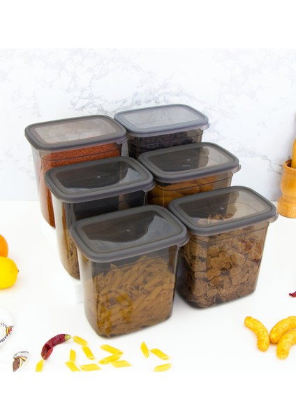 6'lı Gri Saklama Kabı Seti, Pratik ve Şık Mutfak Çözümü fiyatları