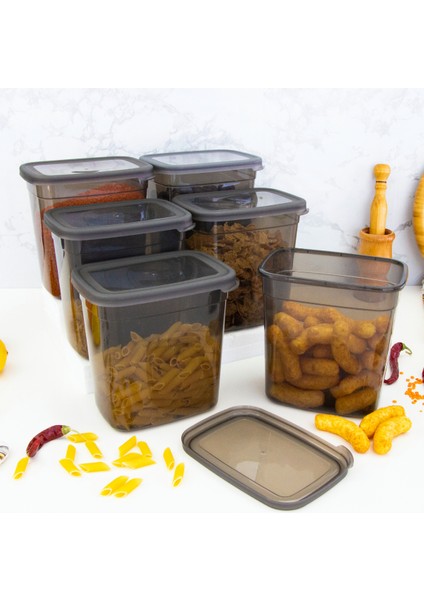 6'lı Gri Saklama Kabı Seti, Pratik ve Şık Mutfak Çözümü modelleri