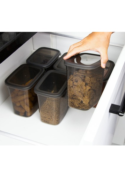 6'lı Gri Saklama Kabı Seti, Pratik ve Şık Mutfak Çözümü