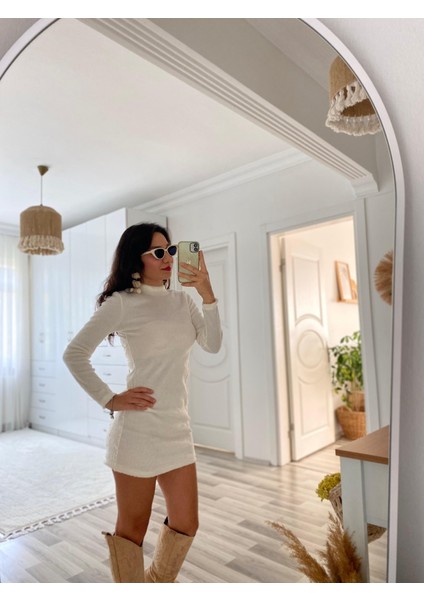 Kadın Uzun Kollu Peluş Mini Boy Elbise