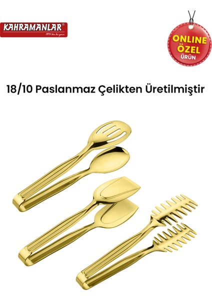 Altı Parça Gold Çelik Izgara ve Salata Maşa Seti, Şık ve Dayanıklı Tasarım modelleri